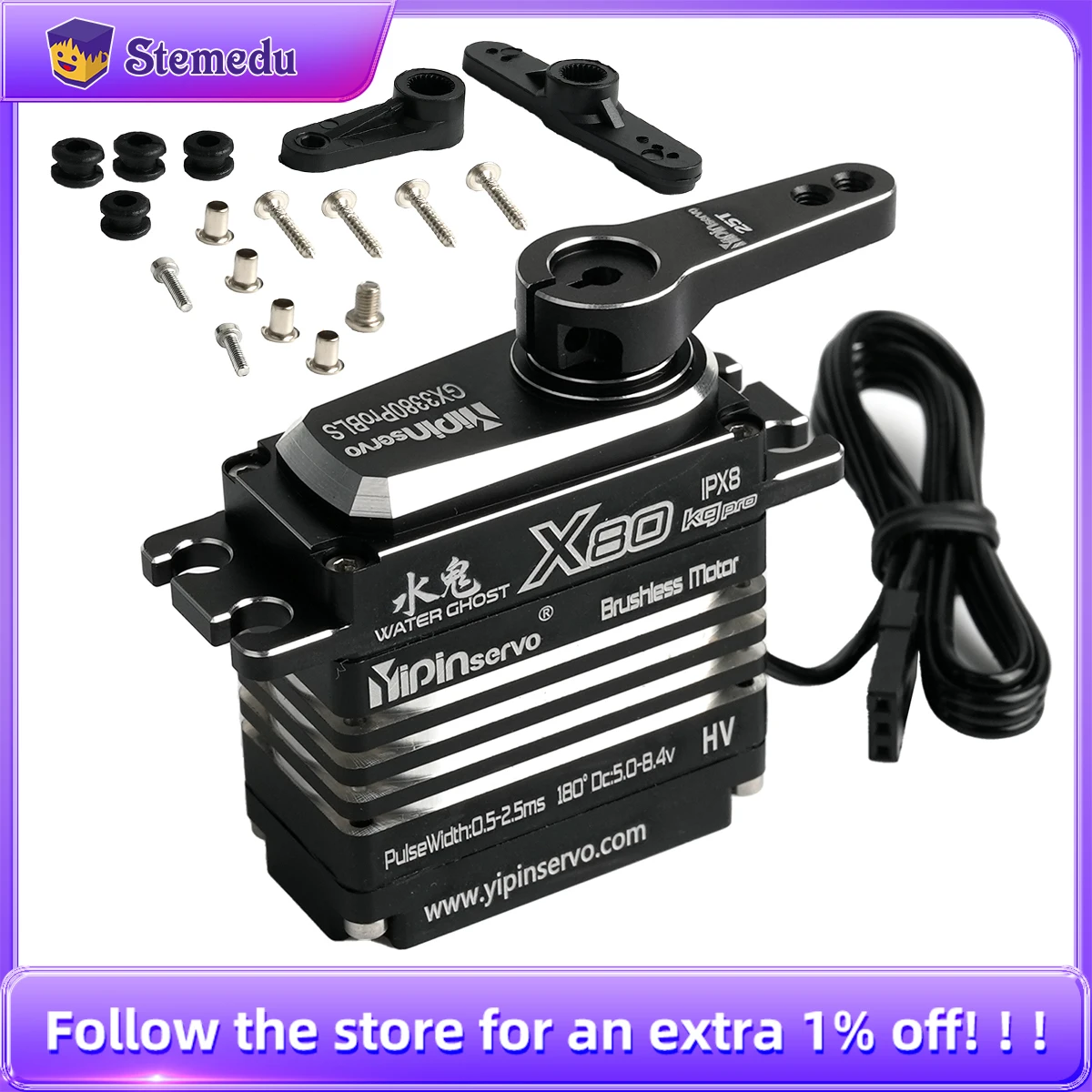 Rc Hobby Model - Servomotor Digital de 80KG, totalmente metálico,