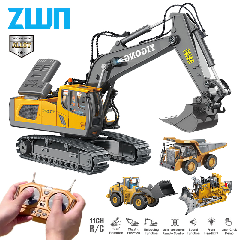 Rc Hobby Grade Truck - ZWN-excavadora con Control remoto para niños,