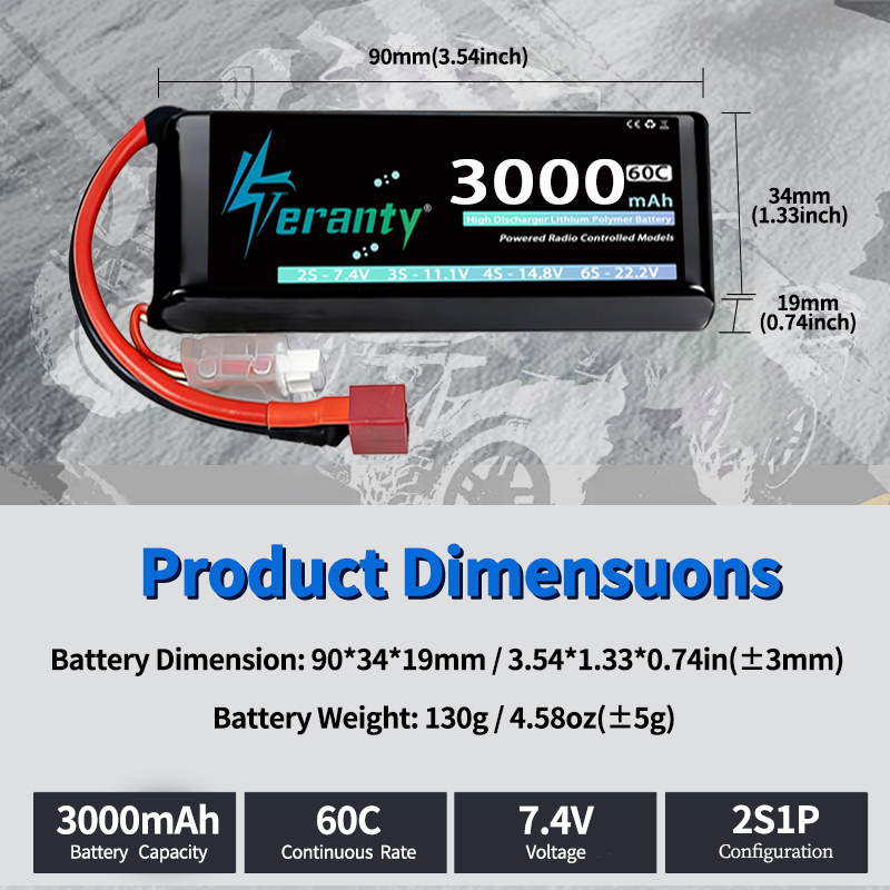 Batería Lipo TERANTY 2S 3000mA - Rc Hobby Model reseña y precio