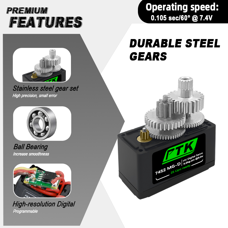 Servo Digital PTK 7452 MG-D 9g - Rc Hobby Model reseña y precio